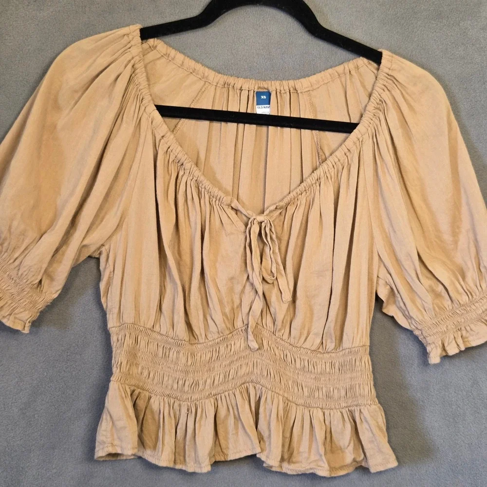Old Navy Babydoll Milkmaid Top Women's XS Ruffle Boho Cottagecore Peasant